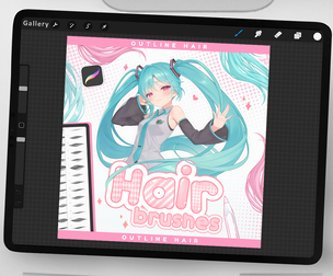 100 Outline Hair Brushes for Procreate – Anime Braids, Manga Highlights for Hairstyles