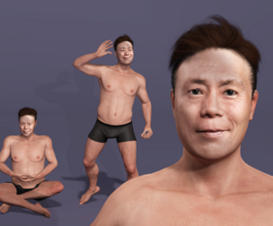Realistic Asian man Daisuke Oshima Full Gokuraku Jodo Dance