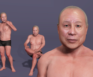 Tezuka Shigeo Style Asian Elderly Male Model UE Standard Skeleton with Yoga