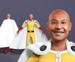 Realistic One Punch Man Saitama  Winter Swimming Pigeon Fusion