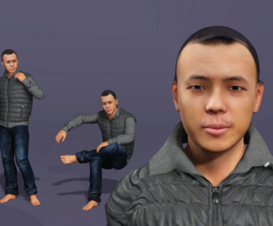 Realistic Asian Young Male NPC Character Catwalk Anim Face Rig