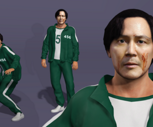 Realistic Squid Game protagonist Lee Jung Jae Player 456 Outfit