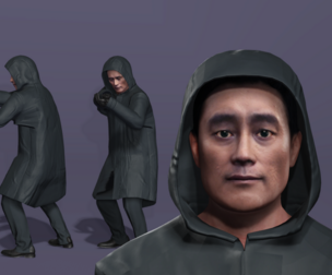 Realistic Lee Byung-hun Squid Game Boss in Trench Coat 3D Model