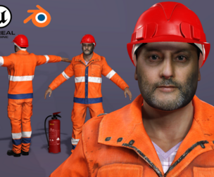 Realistic Firefighter Heroic Fireman Fully Rigged Axe Animations