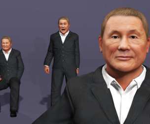 Realistic Takeshi Kitano Digital Human UE Skeleton Funny Dance