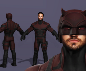 Realistic Male 3D Model Daredevil from marvel Superhero