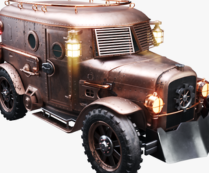 Steampunk Armored Van 3D Model LOD1