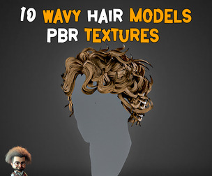 10 Wavy Hair Models + PBR Textures  - Vol 06