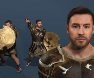 High-Quality Roman Warrior 3D Character Full Rig（Body & Face）UE-Compatible