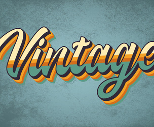 3D Vintage PSD Fully Editable Text Effect. Layer Style PSD Mockup Template