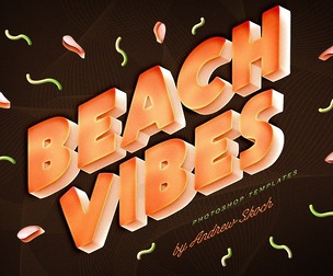 Beach Vibes PSD Fully Editable Text Effect. Layer Style PSD Mockup Template