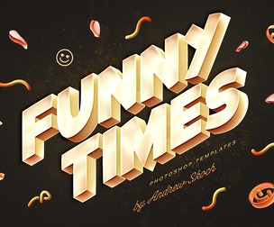 Funny Times PSD Fully Editable Text Effect. Layer Style PSD Mockup Template