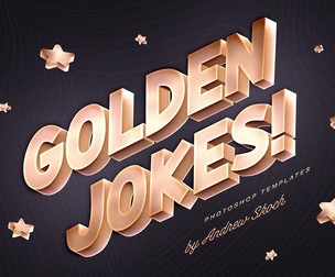 Golden Jokes PSD Fully Editable Text Effect. Layer Style PSD Mockup Template