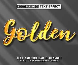 Golden PSD Fully Editable Text Effect. Layer Style PSD Mockup Template