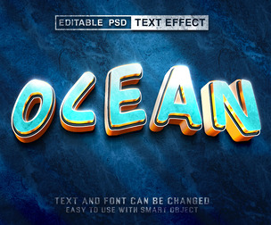 Ocean PSD Fully Editable Text Effect. Layer Style PSD Mockup Template