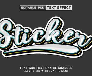 Sticker PSD Fully Editable Text Effect. Layer Style PSD Mockup Template