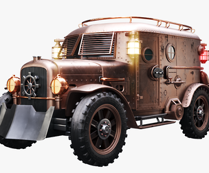 Steampunk Armored Van PBR Textured Vehicle