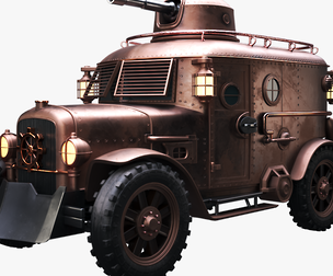 Steampunk Armored Van 3D Model - PBR Textured Vehicle