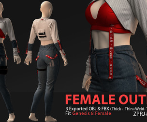 Female Outfit (Streetwear) No.02-MD-Clo3D-OBJ-FBX-Blender file