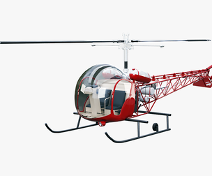 Bell 47 Light Helicopter - PBR 3D Model with Interior