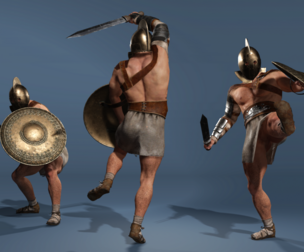 Realistic Warrior Game-Ready Spartacus Roman Gladiator Full Facial Rig