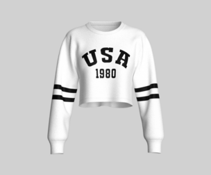 Girls Cropped Sweatshirt - USA | Marvelous / Clo3d / obj / fbx