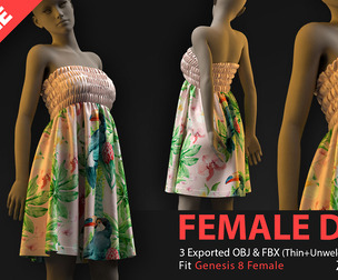 FREE Female Dress No.02. CLO3D+MD+OBJ+FBX