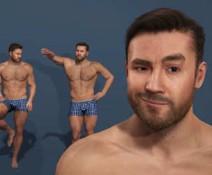 Realistic Muscular Male Rigged for UE - Muscle Flex Animation