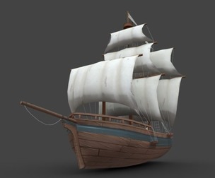 Stylized Wooden Sailing Ship
