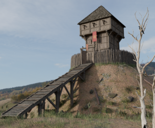 Early Medieval Norman Wooden Donjon Motte-and-Bailey Keep