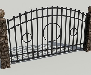 Fence with brick pillars
