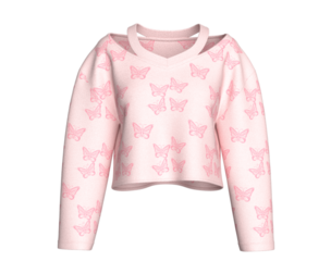 Girls Butterfly Print Crop Sweater | Marvelous / Clo3d / obj / fbx