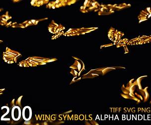 Stylized Wing symbols bundle (tiff alpha, tiff masks, png transparent, SVG vectors) 2K