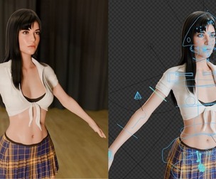 Realistic School Style Female - Fully Rigged 3D Character