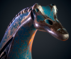 Iron Statue (Horse) - Vol 01 - OBJ - FBX - Unwrap - Texture