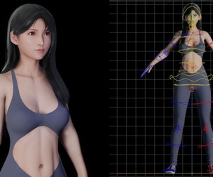 Realistic Gray Bodysuit Female - Fully Rigged 3D Character