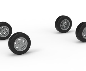 Wheel Set of New Zealand Vintage Stock car Scale 1:25