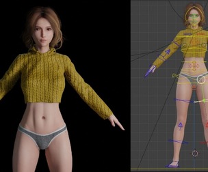 Cozy Sweater Girl – Realistic Rigged 3D Model