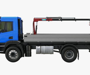 Realistic Flatbed Truck with Loader Crane