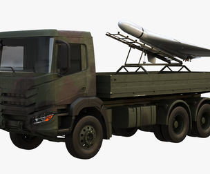 Military Transport Truck with Drone Launcher Geran-2 White