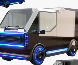 Futuristic Cyberpunk Delivery Van - Sci-Fi Electric Vehicle