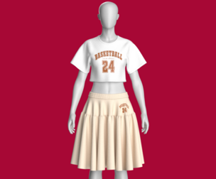 Girls Basketball Crop Top With Skirt Outfit - 24 | Marvelous / Clo3d / obj / fbx