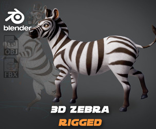 Zebra - Stylized Animal Rigged 3D Model