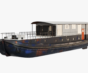 Aged Dutch Barge Houseboat 3D Model Modern Floating Home