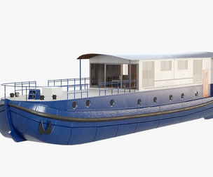 Dutch Barge Houseboat 3D Model Modern Floating Home