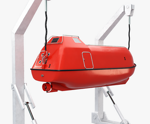 3D Lifeboat with Davit Crane System Marine Rescue Vessel