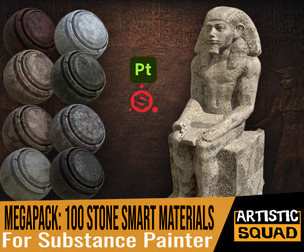 Megapack 100 Stone smart materials for Substance Painter