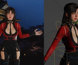 Kunoichi Akane - Realistic Female Ninja - Fully Rigged 3D Character
