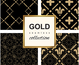 Gold Seamless Pattern Collection. Floral ornamental luxury decoration, EPS File.
