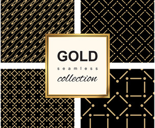 Gold Seamless Pattern Collection. Floral ornamental luxury decoration, EPS File.